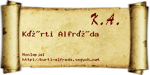 Kürti Alfréda névjegykártya